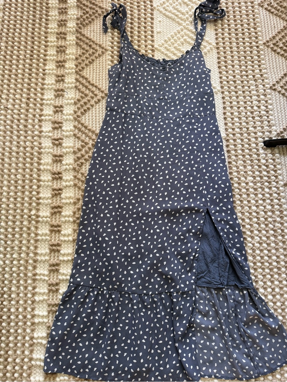 Abercrombie & Fitch Women’s Blue Printed Tie-Shoulder Midi Dress